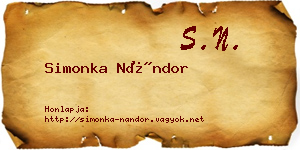 Simonka Nándor névjegykártya